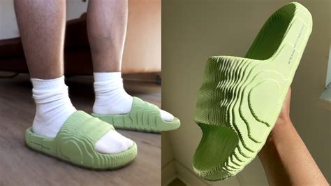 The materials used in the Adidas adilette magic lime slide